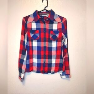 Vintage Mudd Plaid Juniors Button Down Shirt Size L